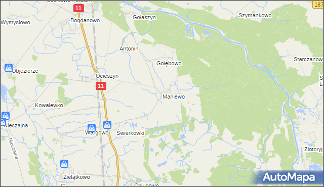 mapa Maniewo, Maniewo na mapie Targeo