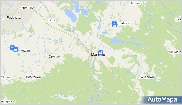 mapa Manowo, Manowo na mapie Targeo