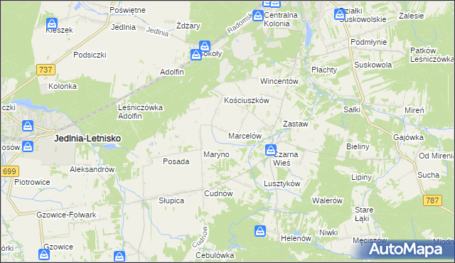 mapa Marcelów gmina Pionki, Marcelów gmina Pionki na mapie Targeo