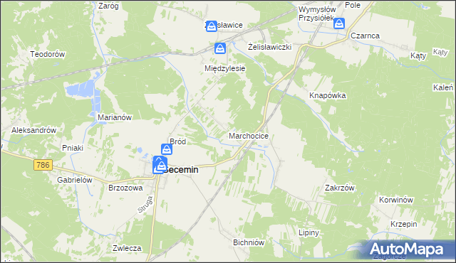 mapa Marchocice gmina Secemin, Marchocice gmina Secemin na mapie Targeo