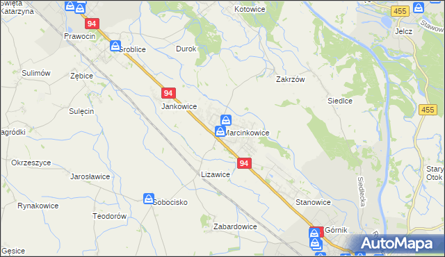 mapa Marcinkowice gmina Oława, Marcinkowice gmina Oława na mapie Targeo