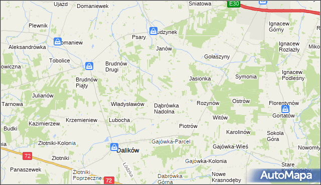mapa Marcinów gmina Dalików, Marcinów gmina Dalików na mapie Targeo