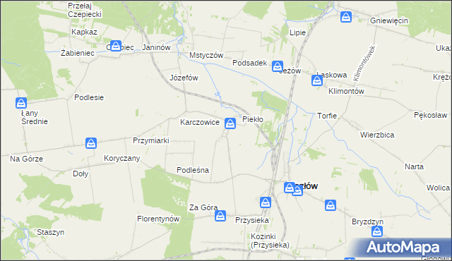 mapa Marcinowice gmina Kozłów, Marcinowice gmina Kozłów na mapie Targeo