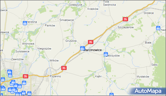 mapa Marcinowice powiat świdnicki, Marcinowice powiat świdnicki na mapie Targeo