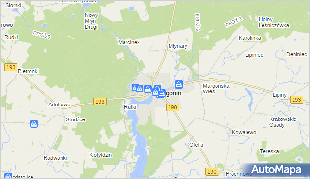 mapa Margonin, Margonin na mapie Targeo