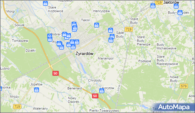 mapa Mariampol gmina Jaktorów, Mariampol gmina Jaktorów na mapie Targeo