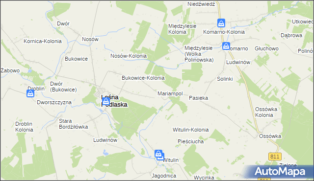 mapa Mariampol gmina Leśna Podlaska, Mariampol gmina Leśna Podlaska na mapie Targeo