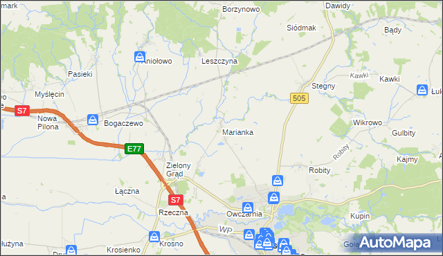 mapa Marianka gmina Pasłęk, Marianka gmina Pasłęk na mapie Targeo
