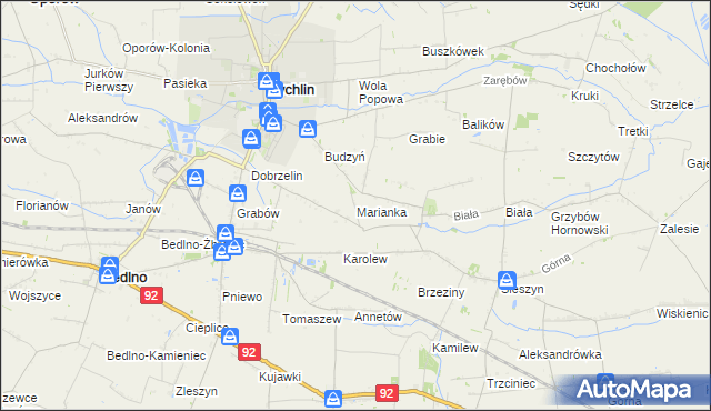 mapa Marianka gmina Żychlin, Marianka gmina Żychlin na mapie Targeo