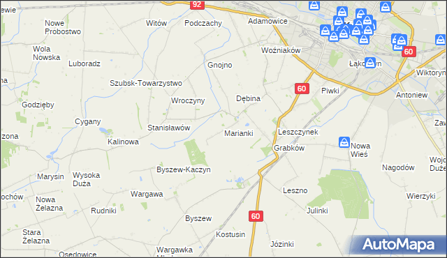 mapa Marianki gmina Kutno, Marianki gmina Kutno na mapie Targeo