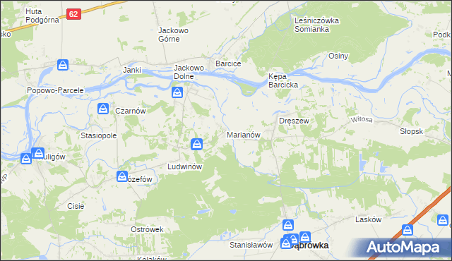 mapa Marianów gmina Dąbrówka, Marianów gmina Dąbrówka na mapie Targeo