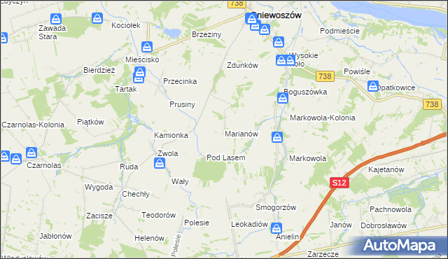 mapa Marianów gmina Gniewoszów, Marianów gmina Gniewoszów na mapie Targeo