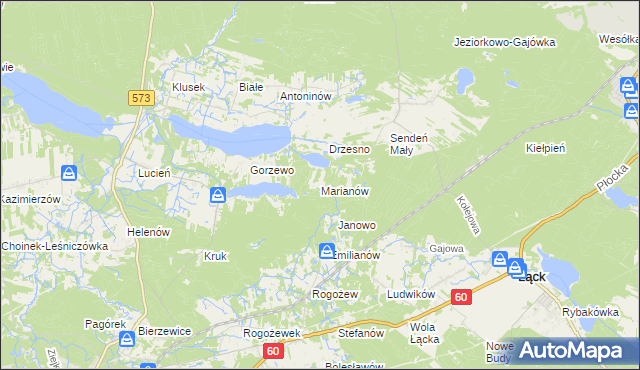 mapa Marianów gmina Gostynin, Marianów gmina Gostynin na mapie Targeo
