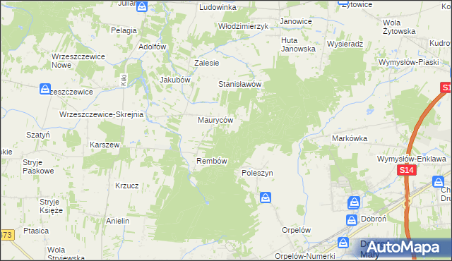 mapa Marianów gmina Wodzierady, Marianów gmina Wodzierady na mapie Targeo