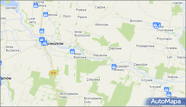 mapa Marianów gmina Wojcieszków, Marianów gmina Wojcieszków na mapie Targeo