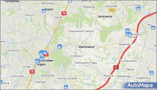 mapa Marklowice, Marklowice na mapie Targeo