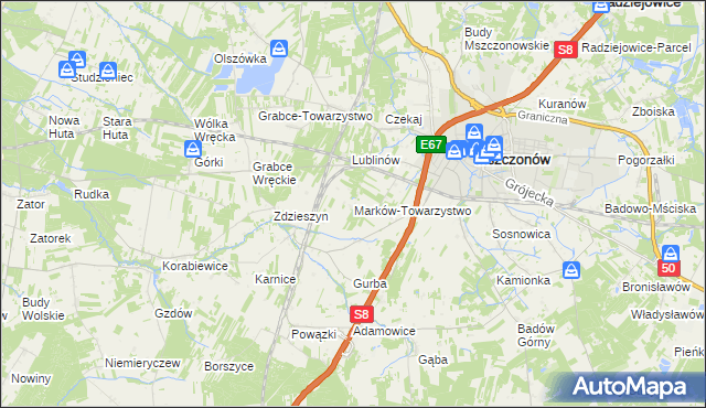 mapa Marków-Towarzystwo, Marków-Towarzystwo na mapie Targeo