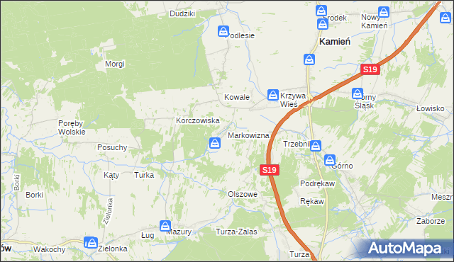 mapa Markowizna gmina Sokołów Małopolski, Markowizna gmina Sokołów Małopolski na mapie Targeo