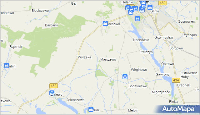 mapa Marszewo gmina Śrem, Marszewo gmina Śrem na mapie Targeo