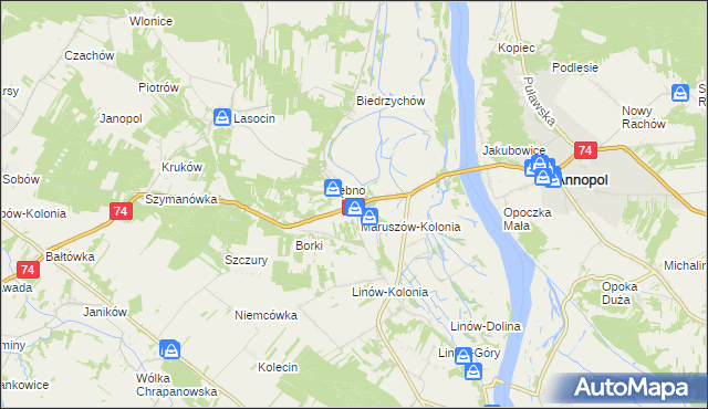 mapa Maruszów gmina Ożarów, Maruszów gmina Ożarów na mapie Targeo