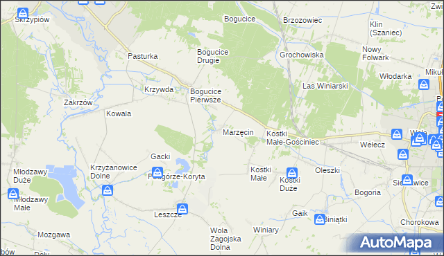 mapa Marzęcin, Marzęcin na mapie Targeo