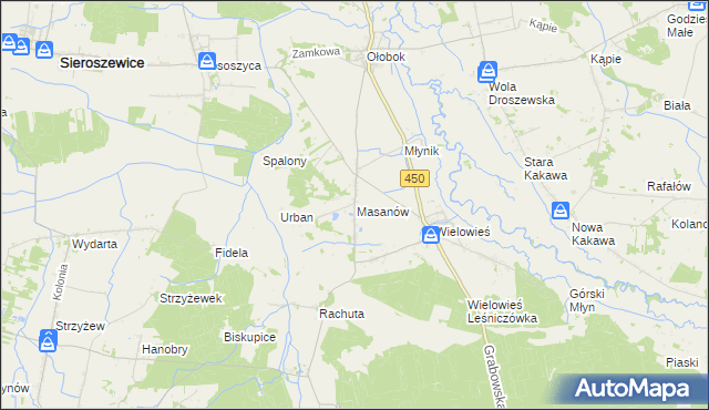 mapa Masanów, Masanów na mapie Targeo