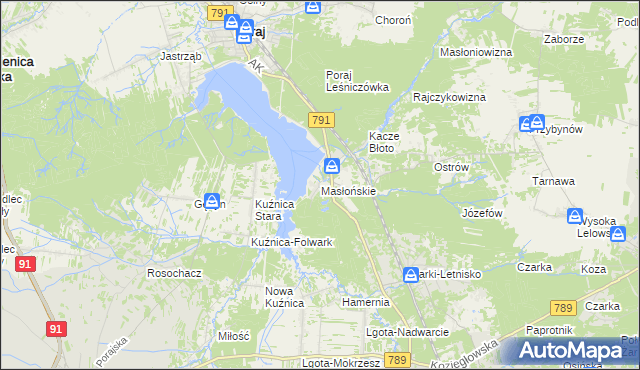 mapa Masłońskie, Masłońskie na mapie Targeo