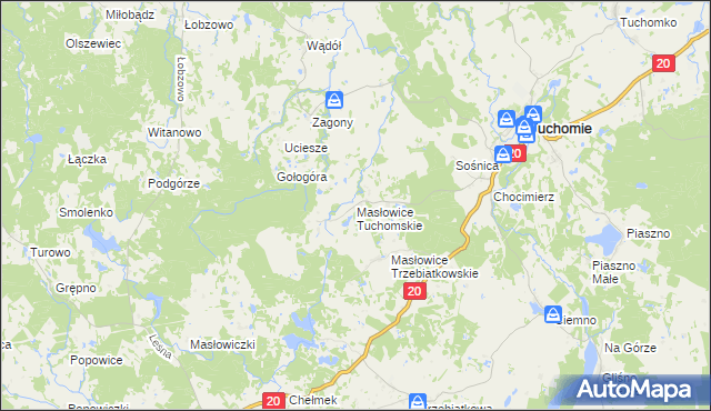 mapa Masłowice Tuchomskie, Masłowice Tuchomskie na mapie Targeo