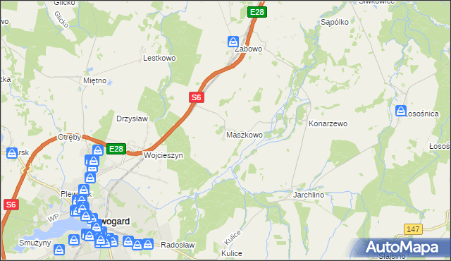 mapa Maszkowo gmina Nowogard, Maszkowo gmina Nowogard na mapie Targeo