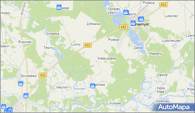 mapa Mateuszewo, Mateuszewo na mapie Targeo