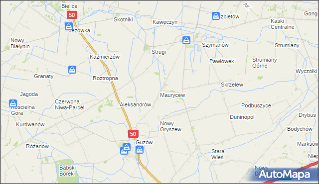 mapa Maurycew, Maurycew na mapie Targeo