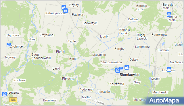 mapa Mazaniec, Mazaniec na mapie Targeo