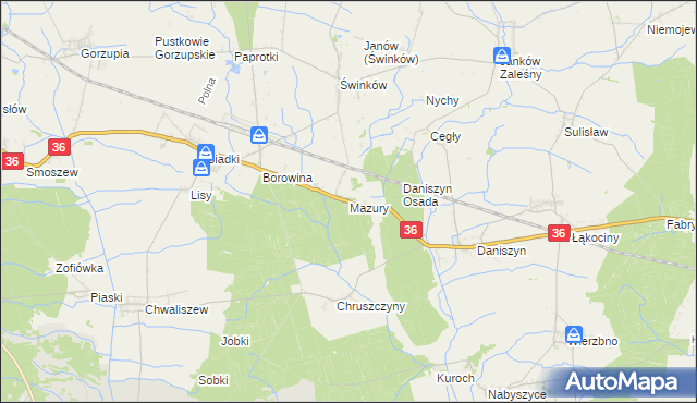 mapa Mazury gmina Ostrów Wielkopolski, Mazury gmina Ostrów Wielkopolski na mapie Targeo