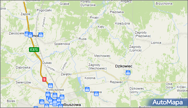 mapa Mechowiec, Mechowiec na mapie Targeo