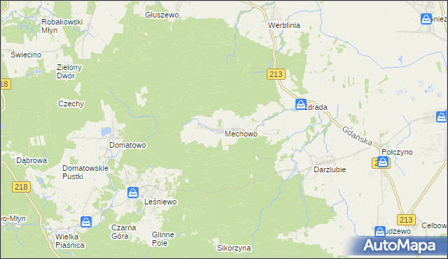 mapa Mechowo gmina Puck, Mechowo gmina Puck na mapie Targeo