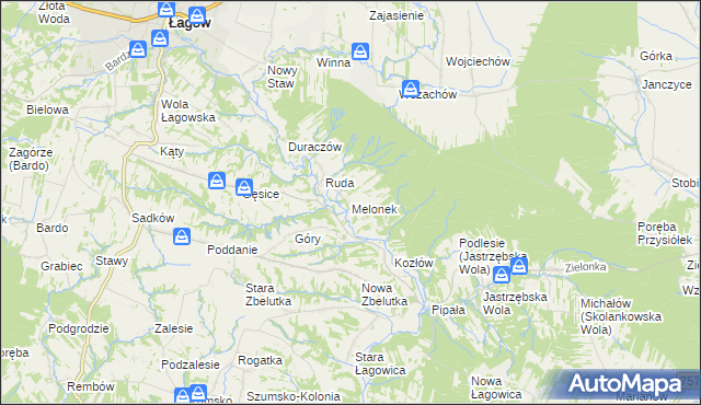 mapa Melonek, Melonek na mapie Targeo