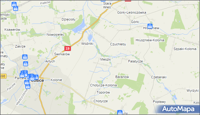 mapa Meszki, Meszki na mapie Targeo