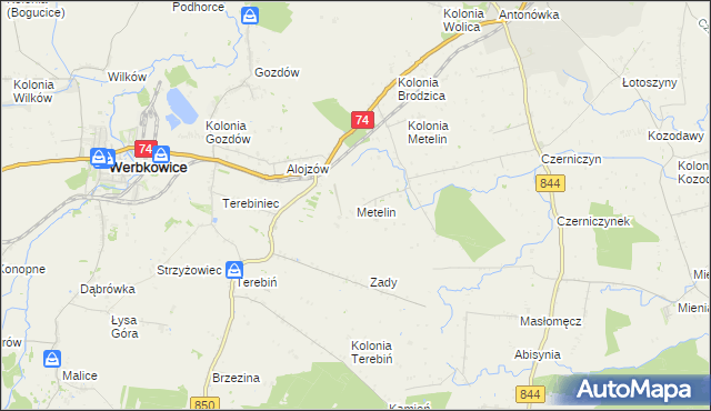 mapa Metelin gmina Hrubieszów, Metelin gmina Hrubieszów na mapie Targeo