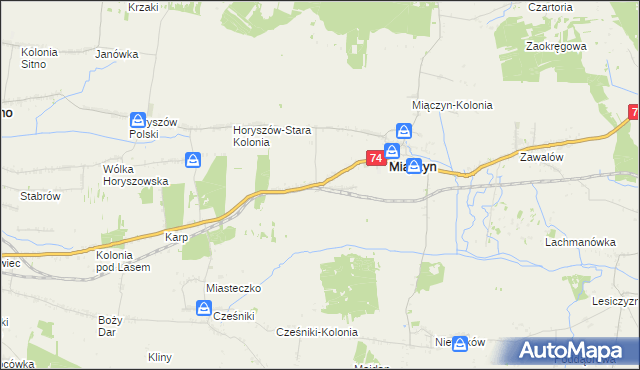 mapa Miączyn-Stacja, Miączyn-Stacja na mapie Targeo