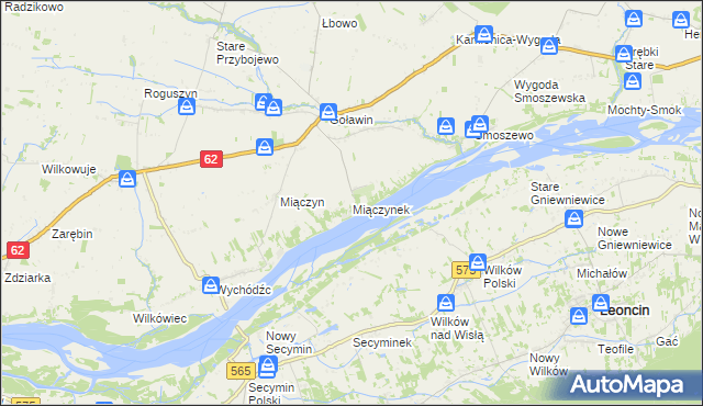 mapa Miączynek, Miączynek na mapie Targeo