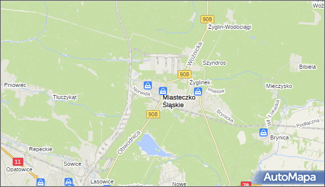 mapa Miasteczko Śląskie, Miasteczko Śląskie na mapie Targeo