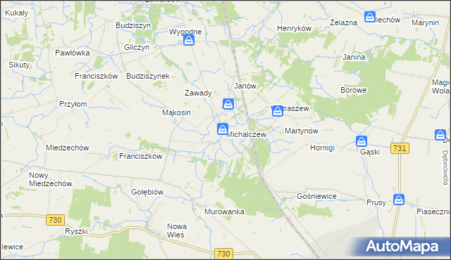 mapa Michalczew, Michalczew na mapie Targeo