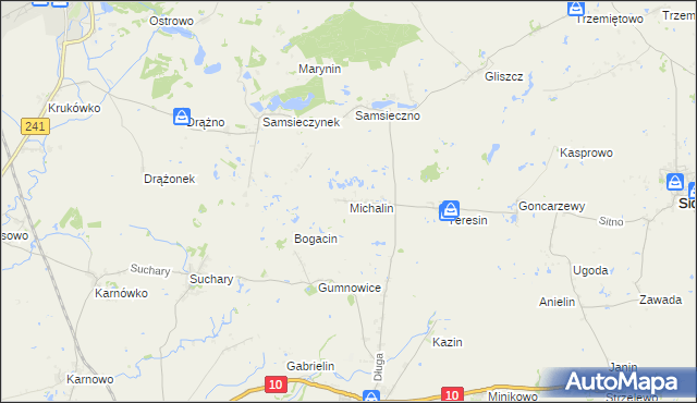 mapa Michalin gmina Nakło nad Notecią, Michalin gmina Nakło nad Notecią na mapie Targeo