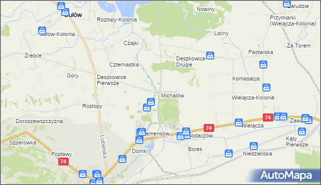 mapa Michalów gmina Sułów, Michalów gmina Sułów na mapie Targeo