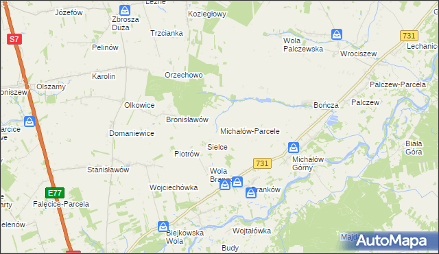 mapa Michałów-Parcele, Michałów-Parcele na mapie Targeo