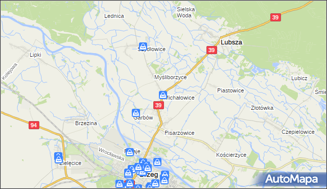 mapa Michałowice gmina Lubsza, Michałowice gmina Lubsza na mapie Targeo