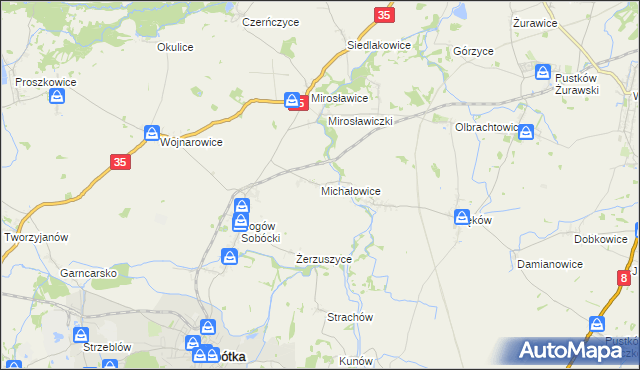 mapa Michałowice gmina Sobótka, Michałowice gmina Sobótka na mapie Targeo