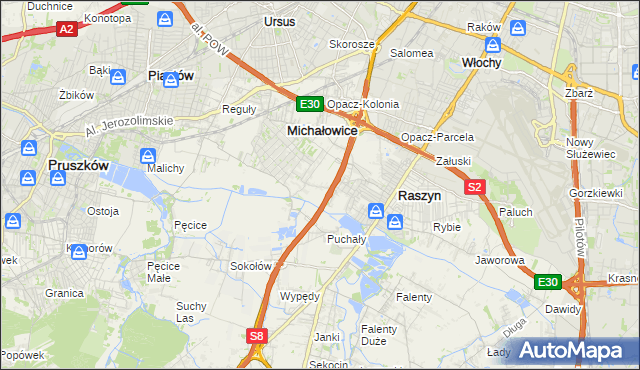 mapa Michałowice-Wieś, Michałowice-Wieś na mapie Targeo