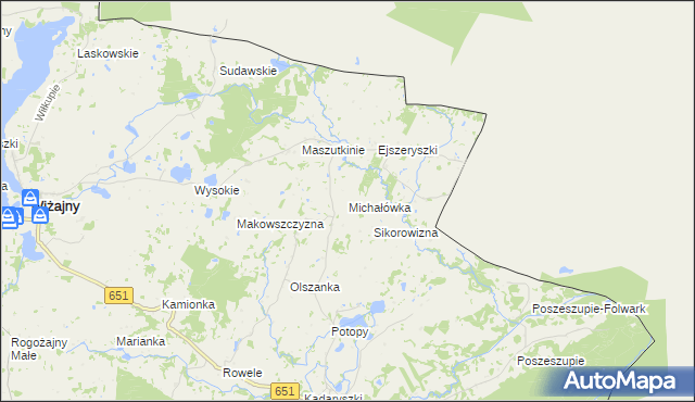 mapa Michałówka gmina Rutka-Tartak, Michałówka gmina Rutka-Tartak na mapie Targeo
