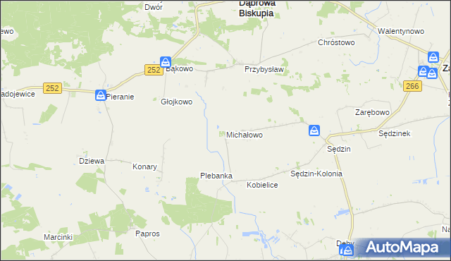 mapa Michałowo gmina Zakrzewo, Michałowo gmina Zakrzewo na mapie Targeo
